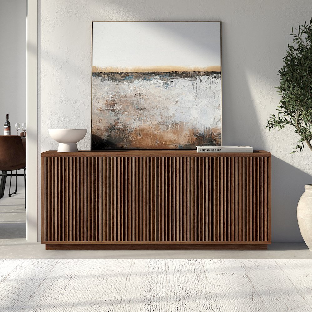 Alston 68" Wide Rectangular Buffet Table in Satin Walnut. Picture 4