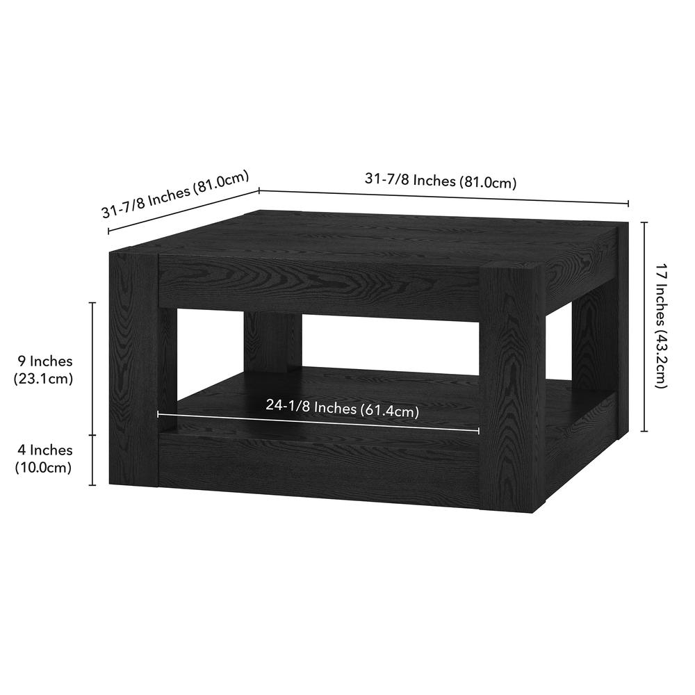 Hughes 32" Wide Square Coffee Table in Black Grain. Picture 5