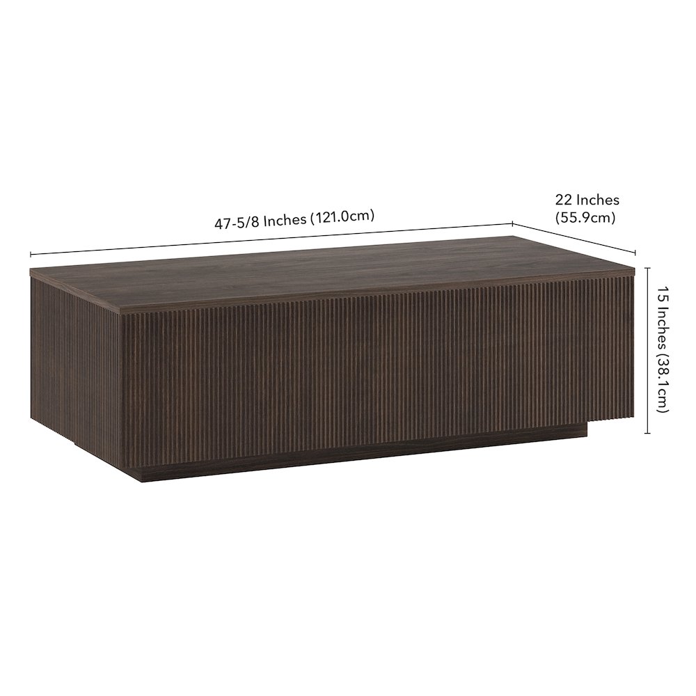 Reyes 48" Wide Rectangular Coffee Table in Alder Brown. Picture 5