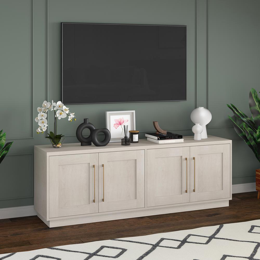 Tillman Rectangular TV Stand for TV's up to 80" in Alder White. Picture 6