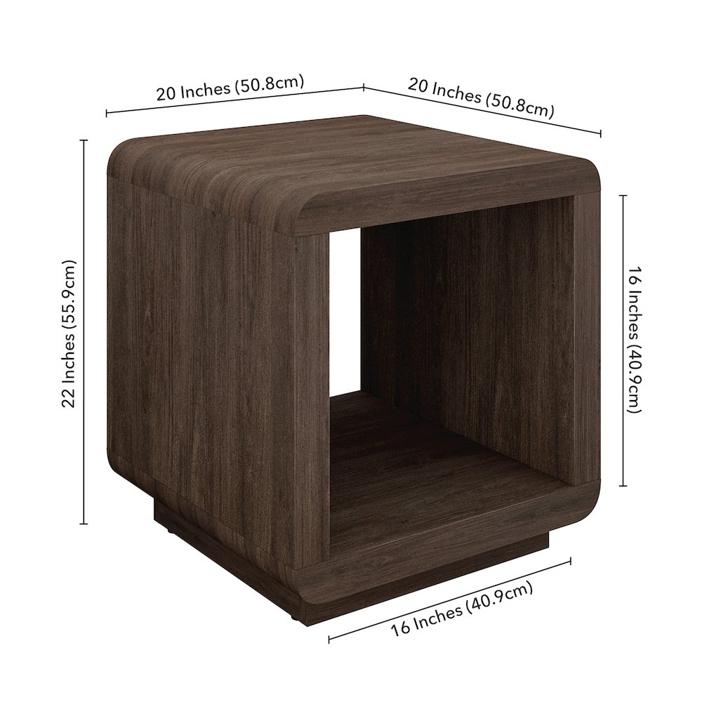 Henn&Hart 20" Modern Square End Table, Side Table, Nightstand with Plinth Base. Picture 5