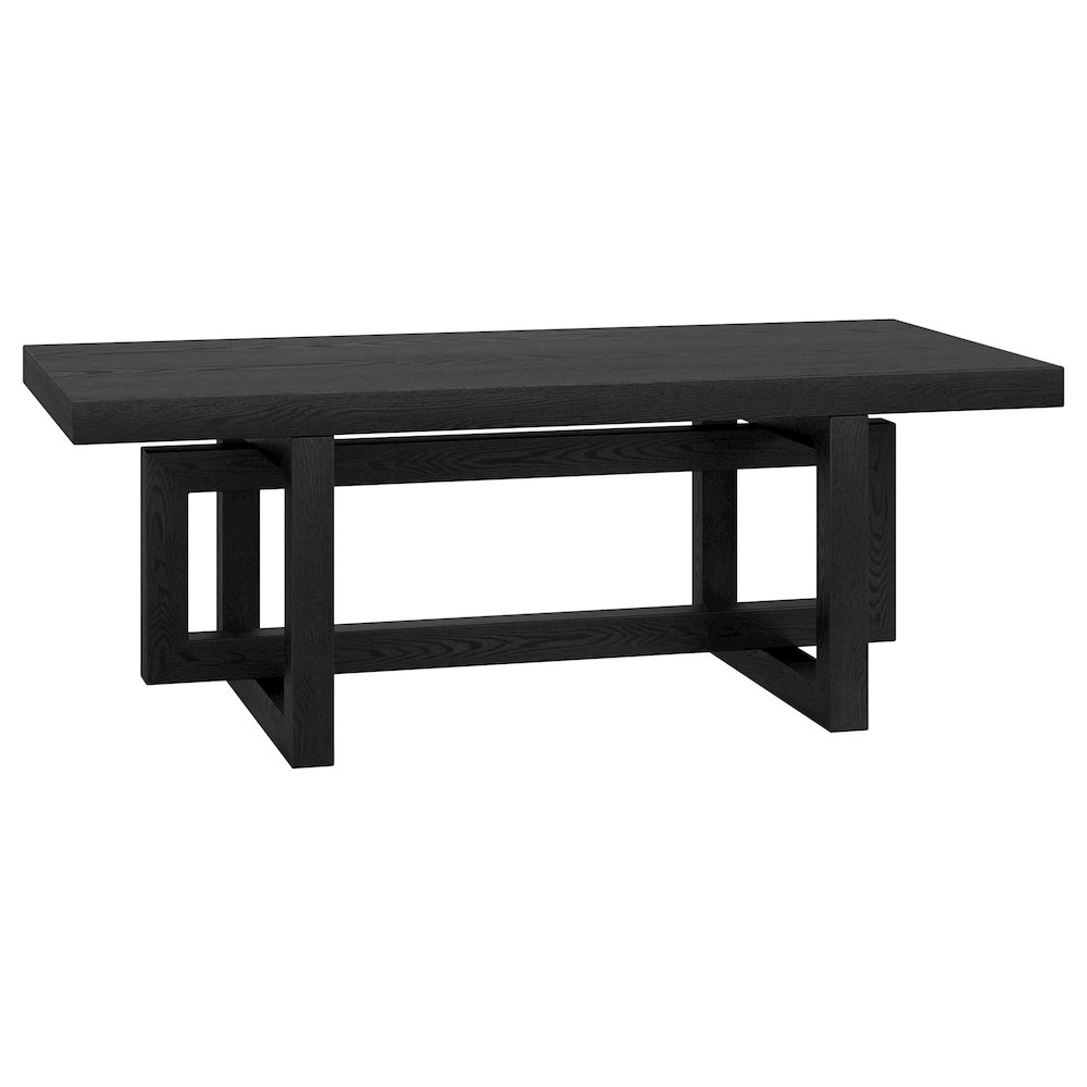 Breslow 47" Wide Rectangular Coffee Table in Black Grain. Picture 1