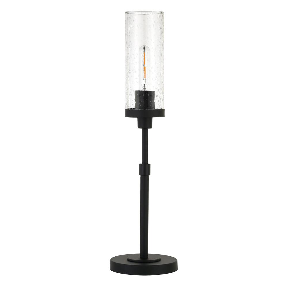 Frieda 26.68" Tall Table Lamp with Glass Shade in Blackened Bronze/Seeded. Picture 1