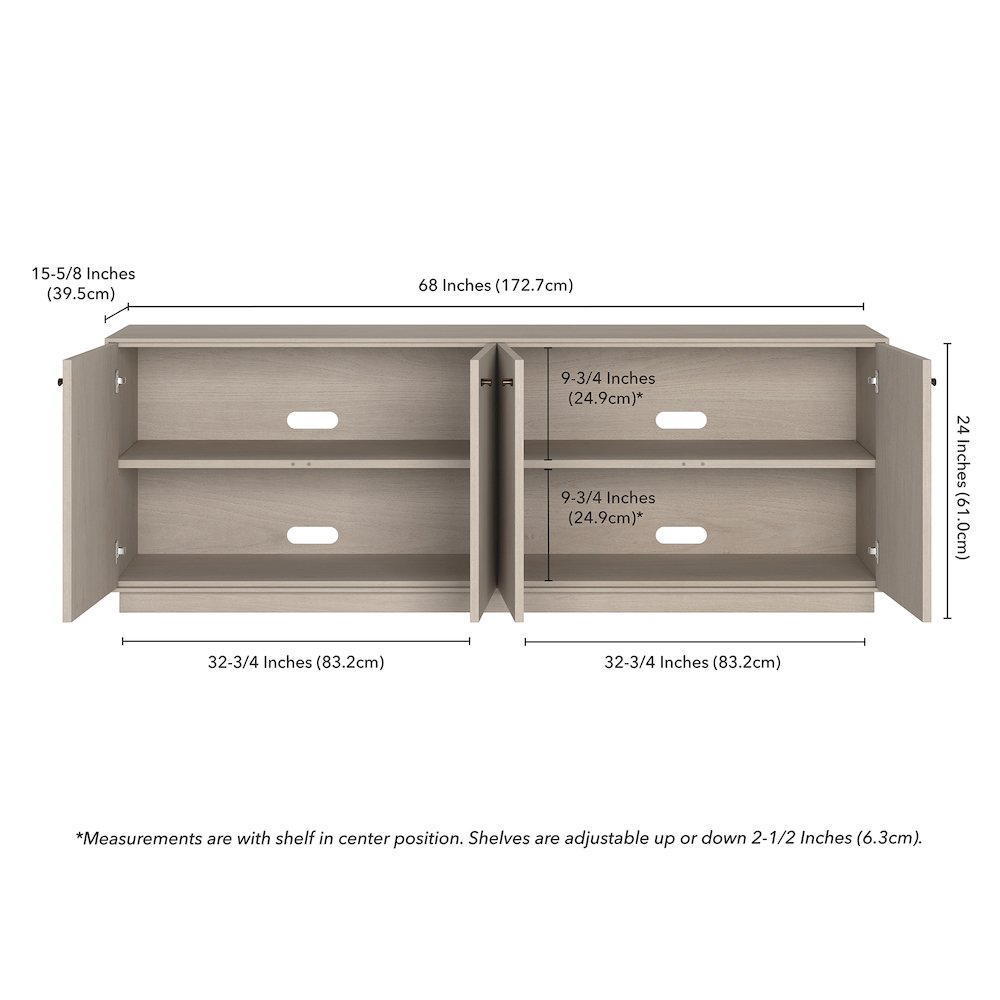 Lillian Rectangular TV Stand for TV's up to 75" in Alder White. Picture 3
