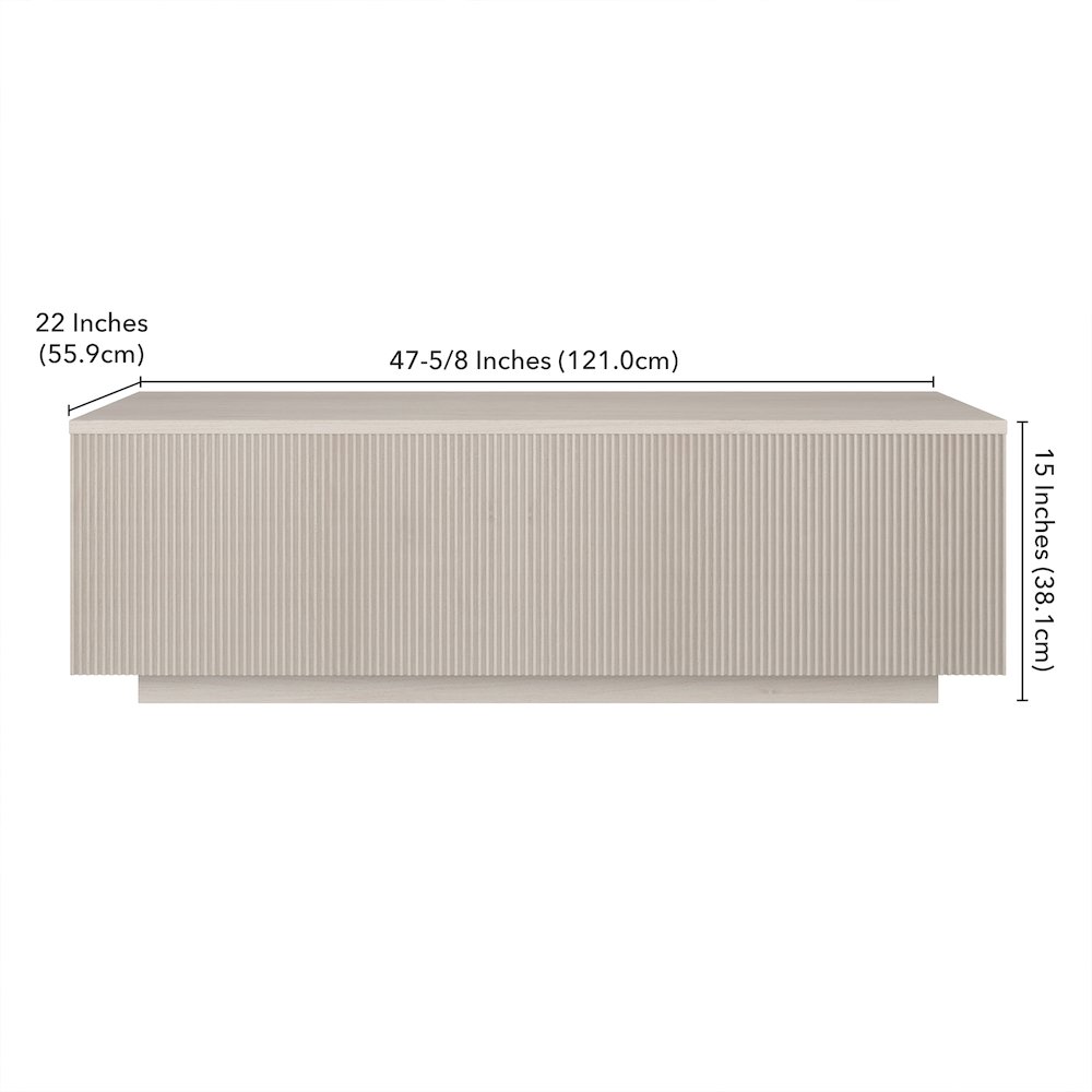 Reyes 48" Wide Rectangular Coffee Table in Alder White. Picture 5