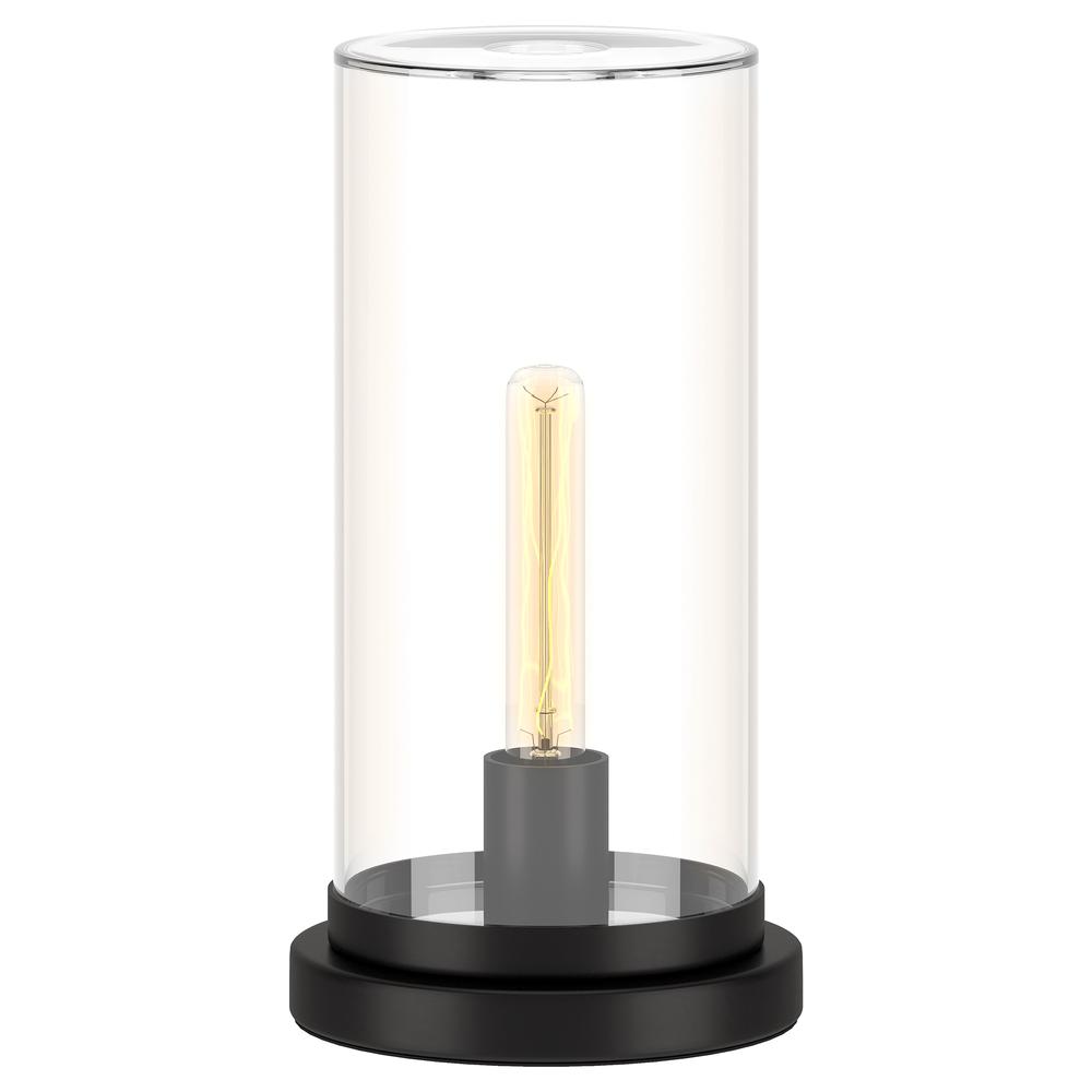 Henn&Hart 13.25" Modern 1-Light Uplight Table Lamp with Clear Glass Cylinder. Picture 3
