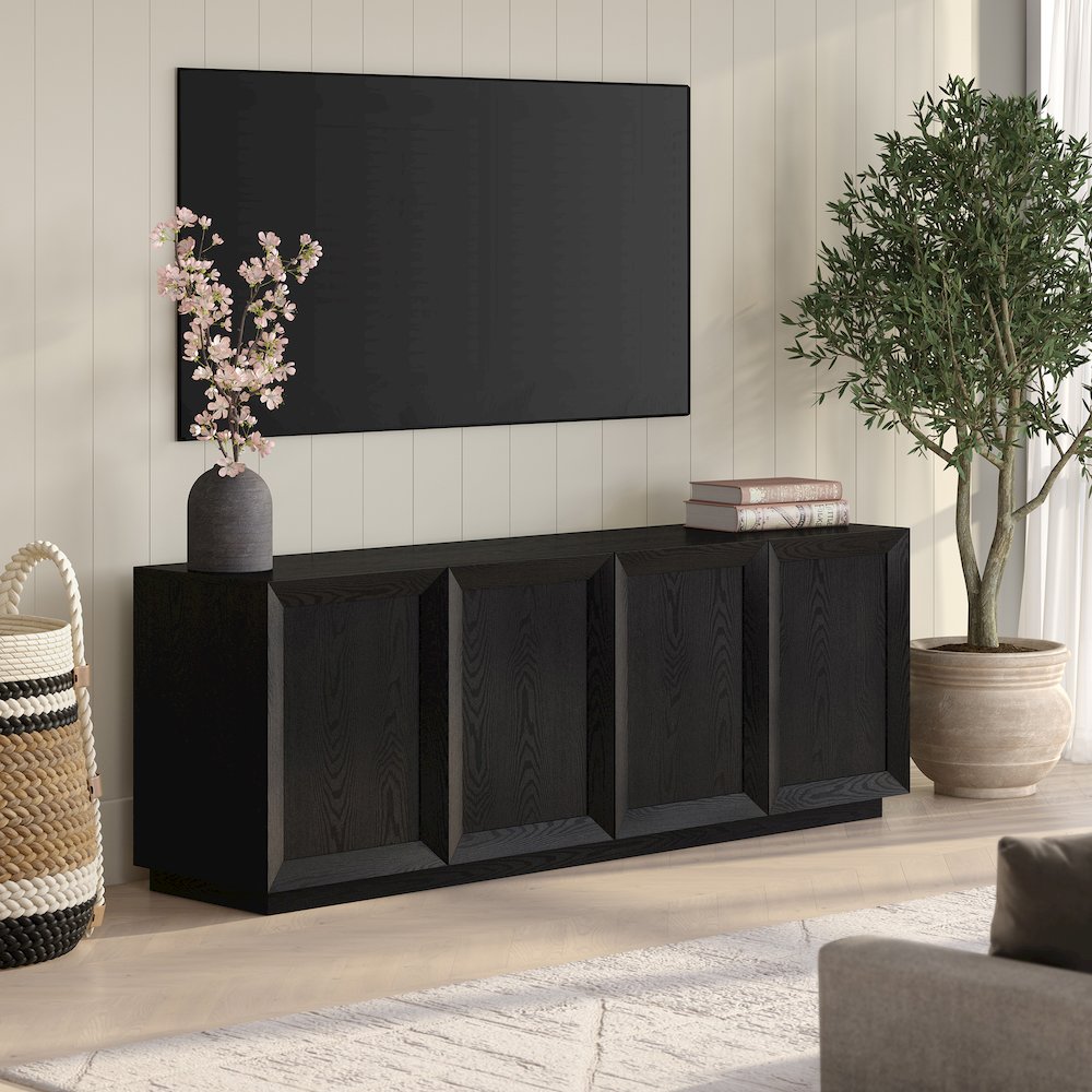 Morse Rectangular TV Stand for TV's up to 75" in Black Grain. Picture 5