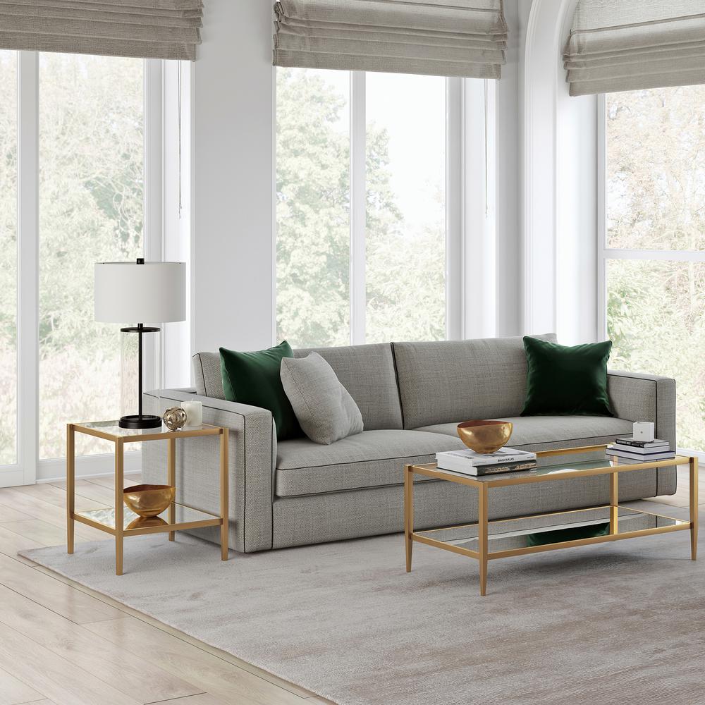 Hera 20'' Wide Square Side Table in Brass. Picture 4