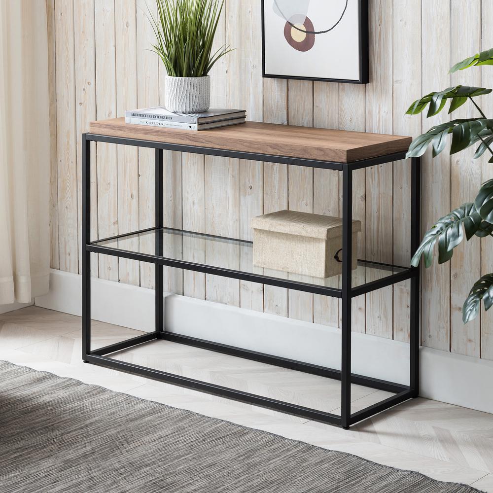 Hector 42'' Wide Rectangular Console Table in Blackened Bronze/Rustic Oak. Picture 2