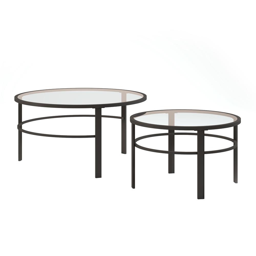 Gaia Round Nested Coffee Table in Blackened Bronze. Picture 1