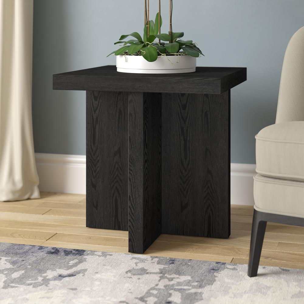 Elna 22" Wide Square Side Table in Black Grain. Picture 4