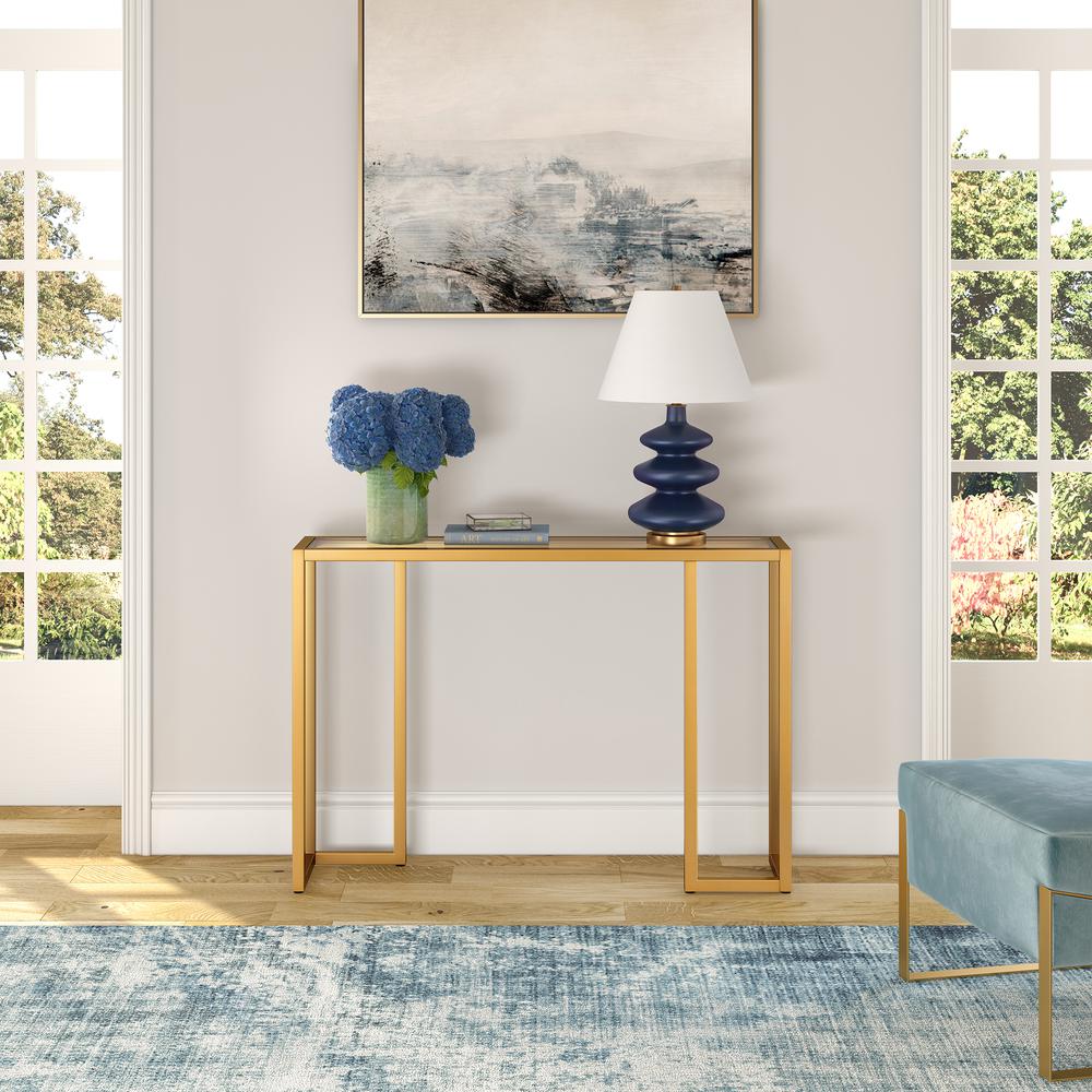 Oscar 42'' Wide Rectangular Console Table in Brass. Picture 4