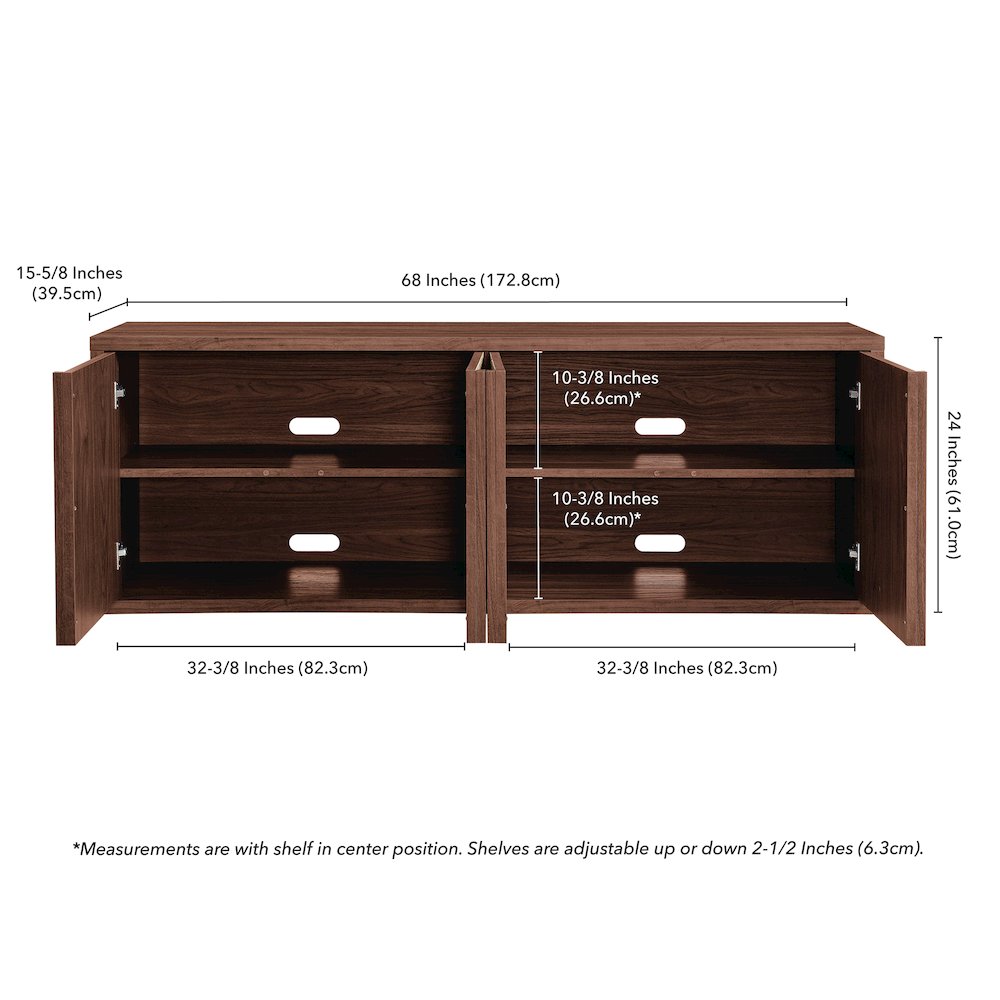Kai Rectangular TV Stand for TV's up to 75" in Satin Walnut. Picture 3