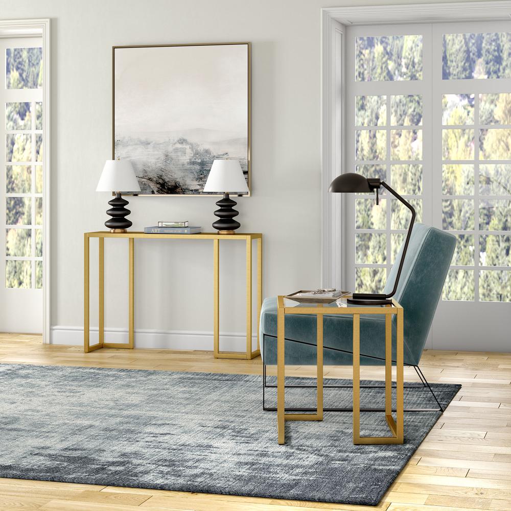 Oscar 20'' Wide Square Side Table in Brass. Picture 4