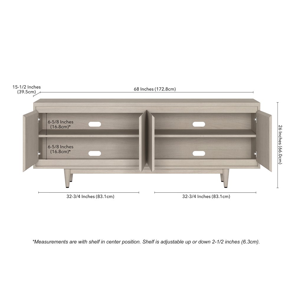 Duran Rectangular TV Stand for TV's up to 75" in Alder White. Picture 5