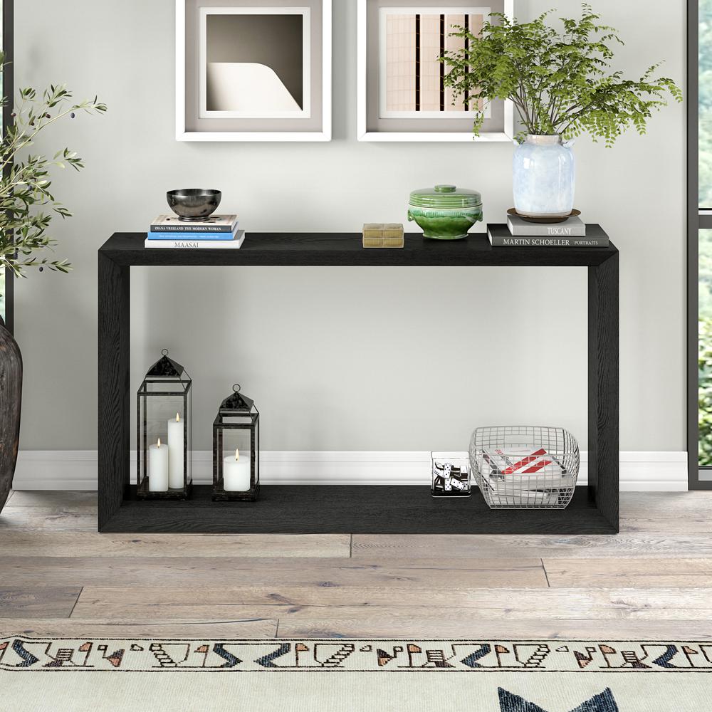 Osmond 55" Wide Rectangular Console Table in Black Grain. Picture 5