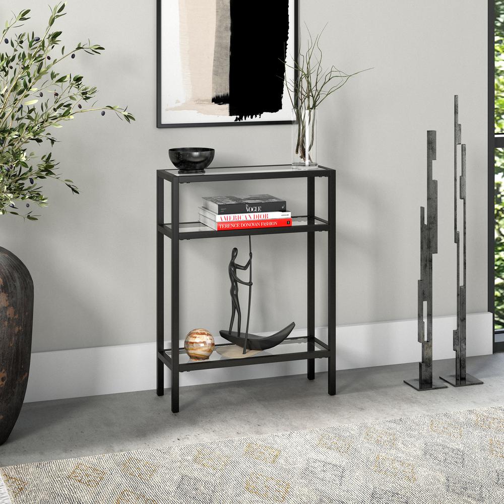 Sivil 22'' Wide Rectangular Console Table in Blackened Bronze. Picture 2