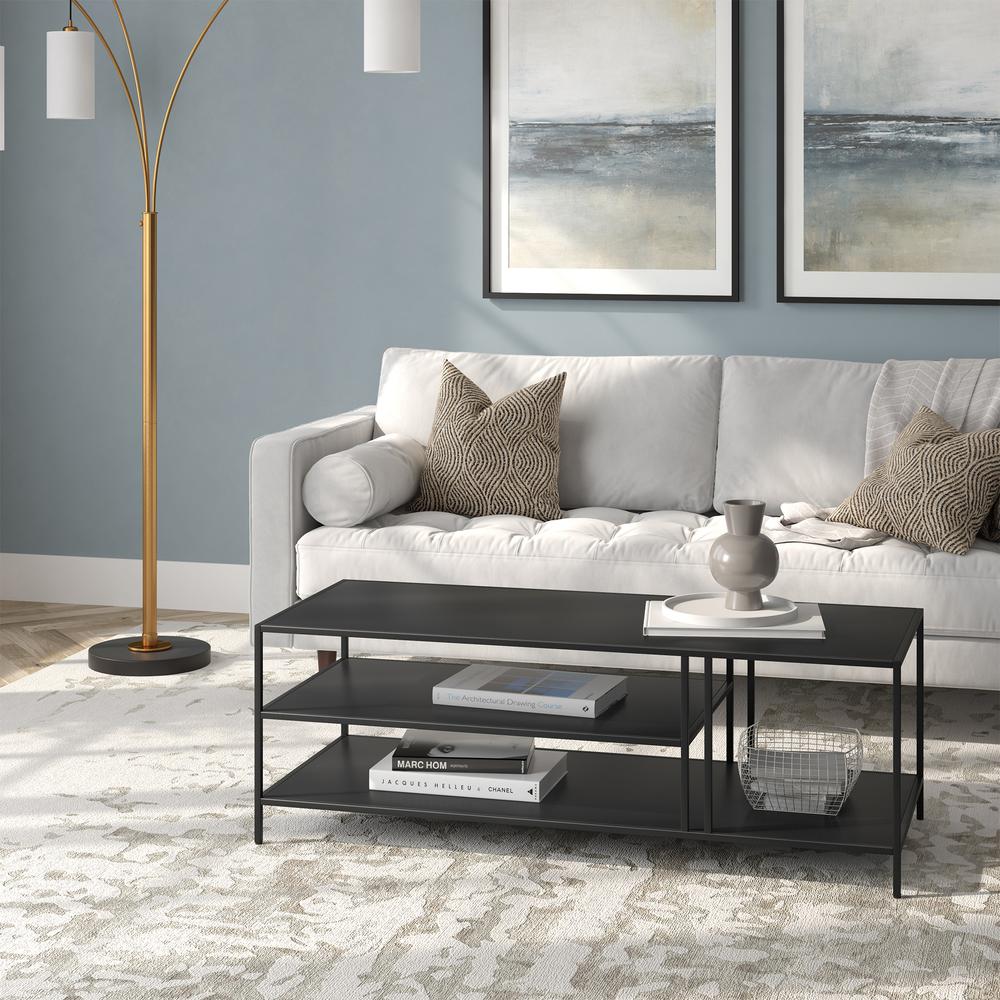 Cortland 48'' Wide Rectangular Coffee Table in Blackened Bronze. Picture 4