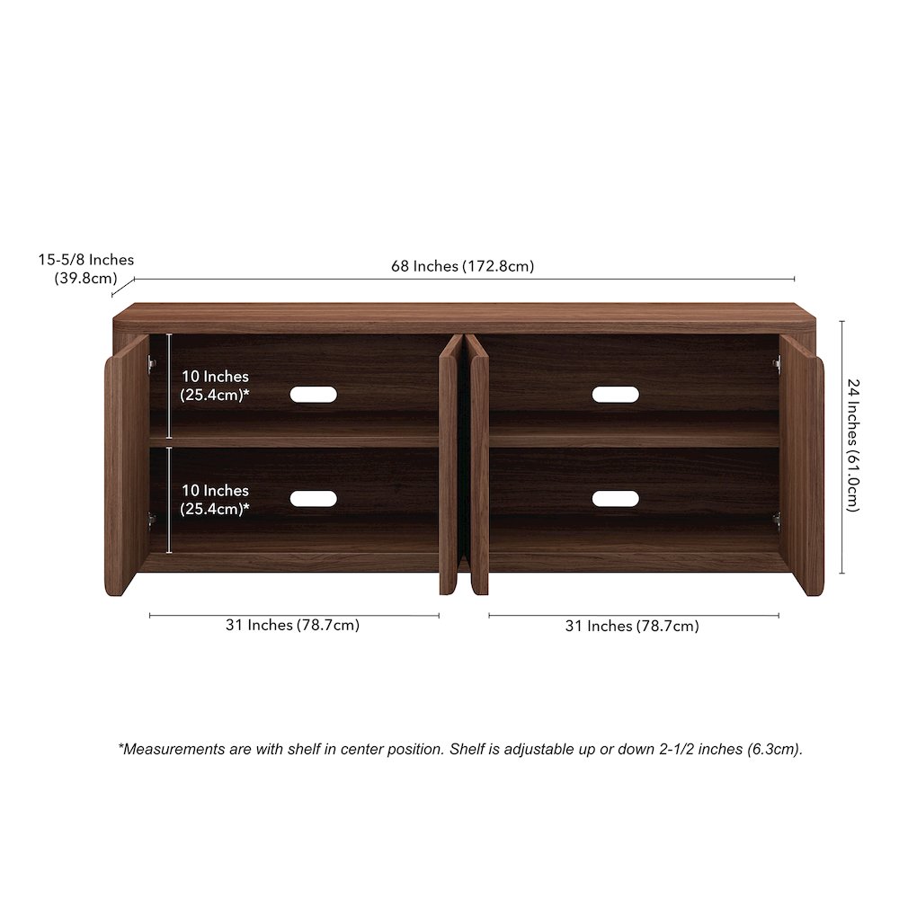 Henn&Hart TV Stand for TVs up to 75'' with 2 Storage Cabinets, Adjustable. Picture 6