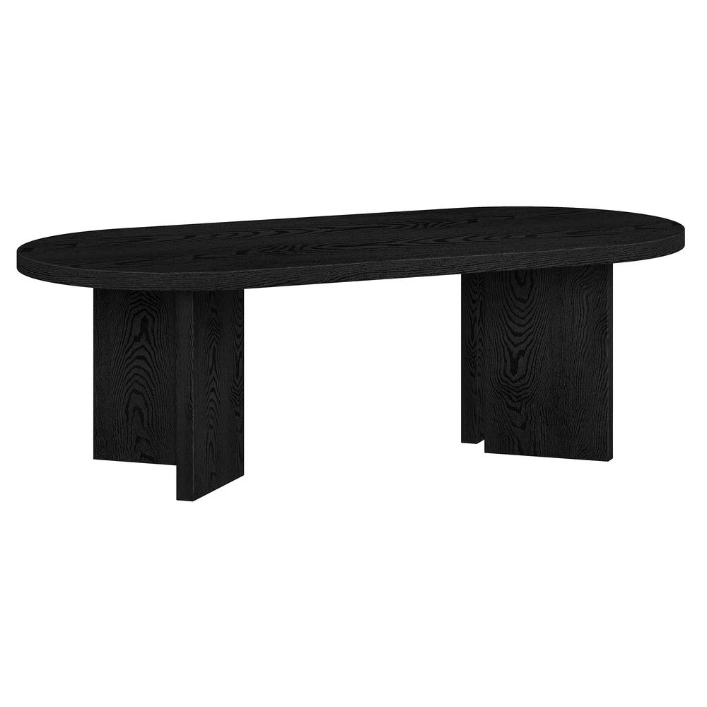 Alma 48" Wide Oval Coffee Table in Black Grain. Picture 1