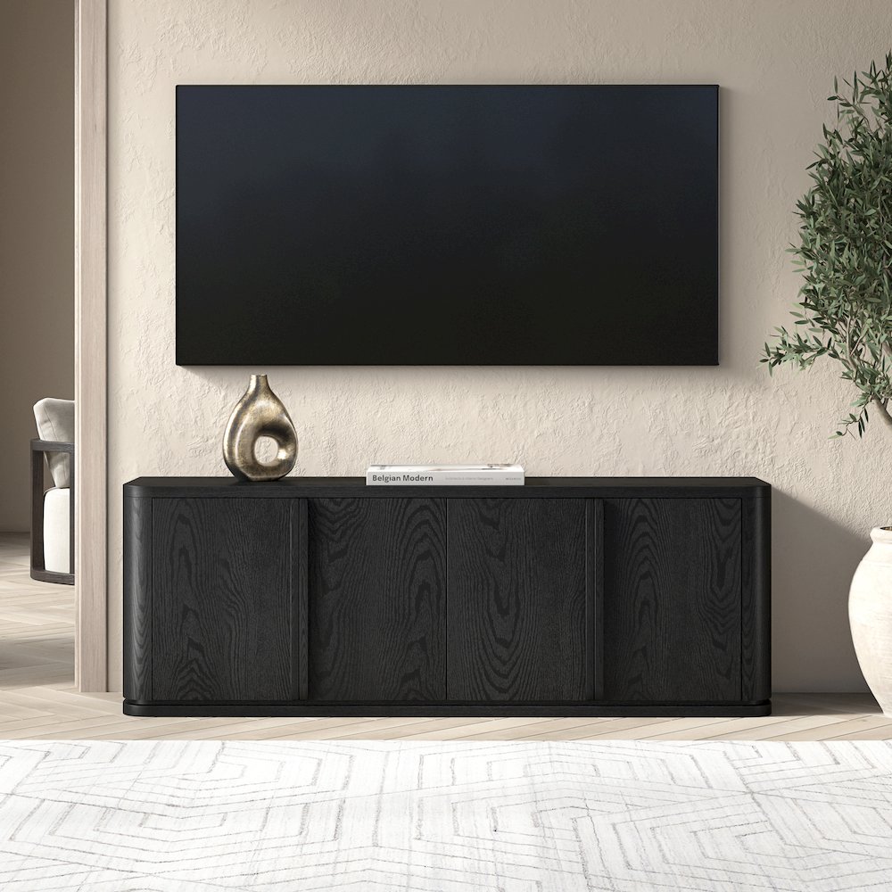 Vance Rectangular TV Stand for TV's up to 78" in Black Grain. Picture 4