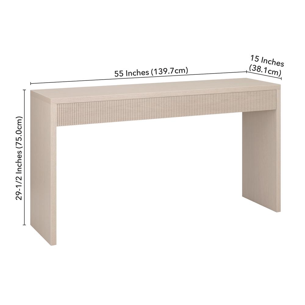 Lawrence 55" Wide Rectangular Console Table in Alder White. Picture 5