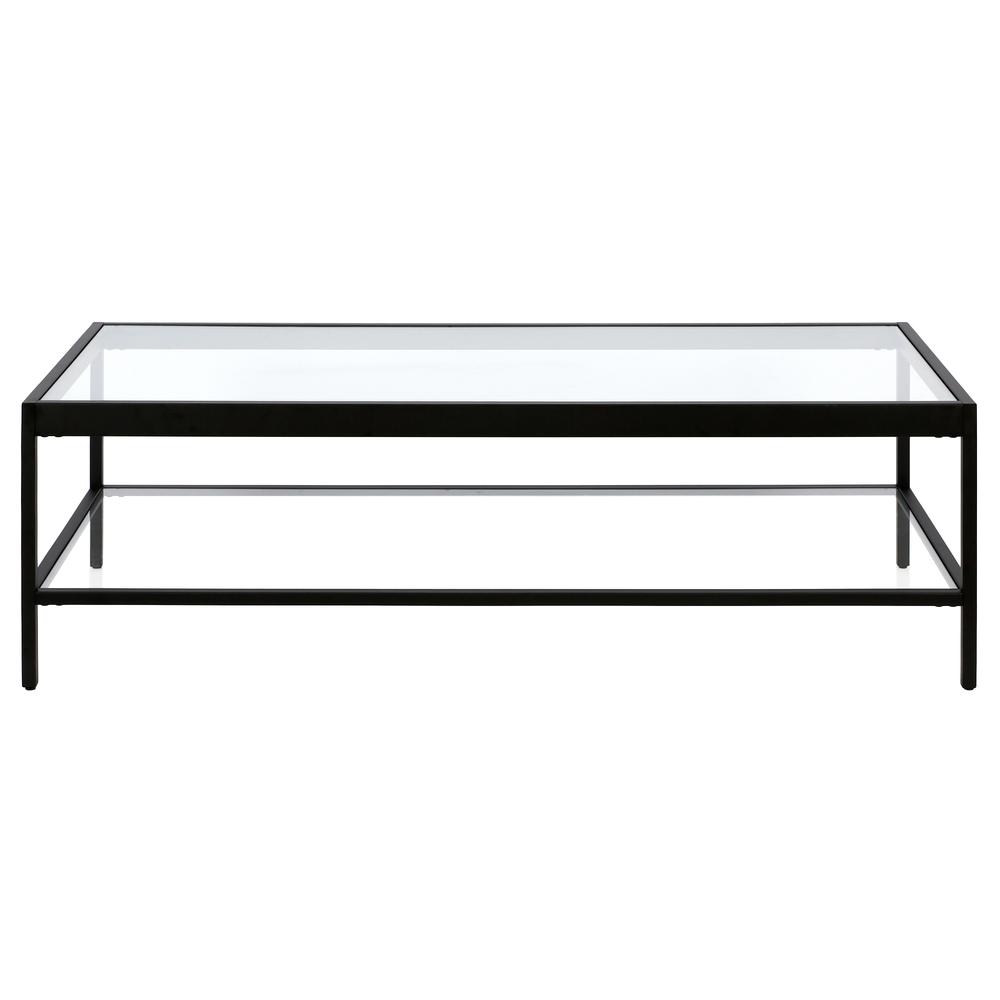 Alexis 54'' Wide Rectangular Coffee Table in Blackened Bronze. Picture 3