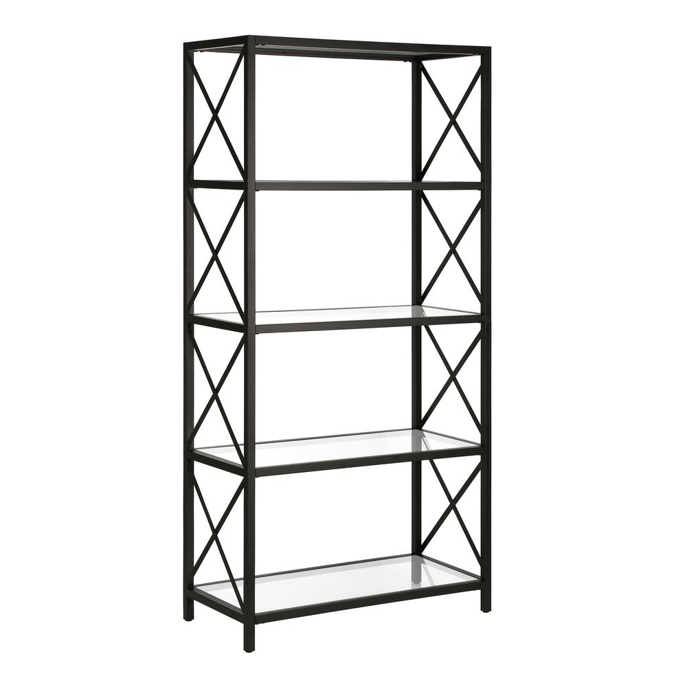 Celine 30'' Wide Rectangular Bookcase in Blackened Bronze. Picture 1