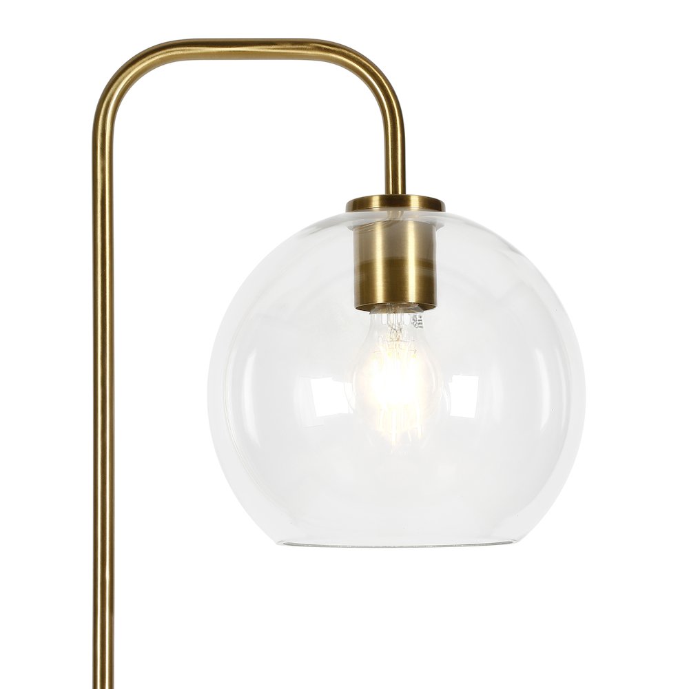 62" Modern 1-Light Floor Lamp with Clear Glass Globe Shade, Gold. Picture 9