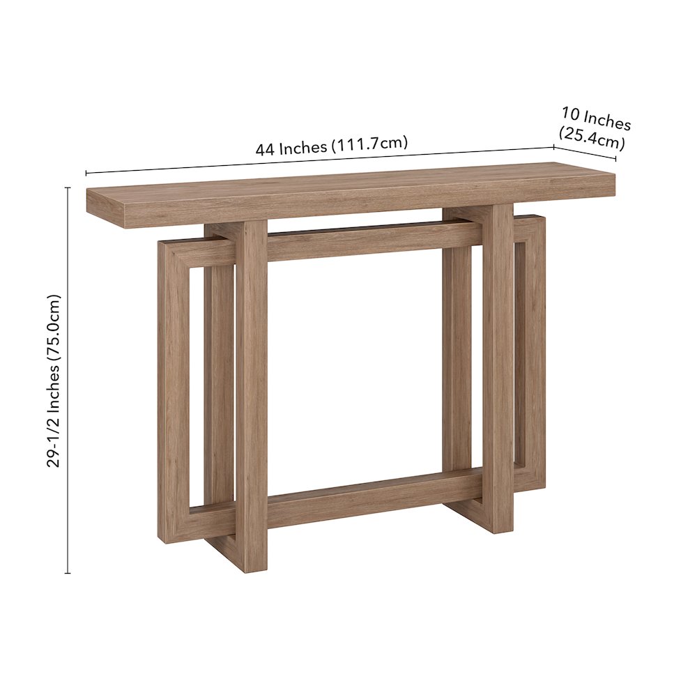 Breslow 44" Wide Rectangular Console Table in Antiqued Gray Oak. Picture 5