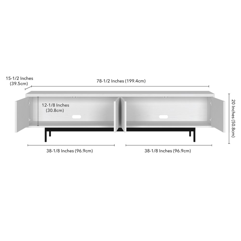 Whitman Rectangular TV Stand for TV's up to 85" in White. Picture 5