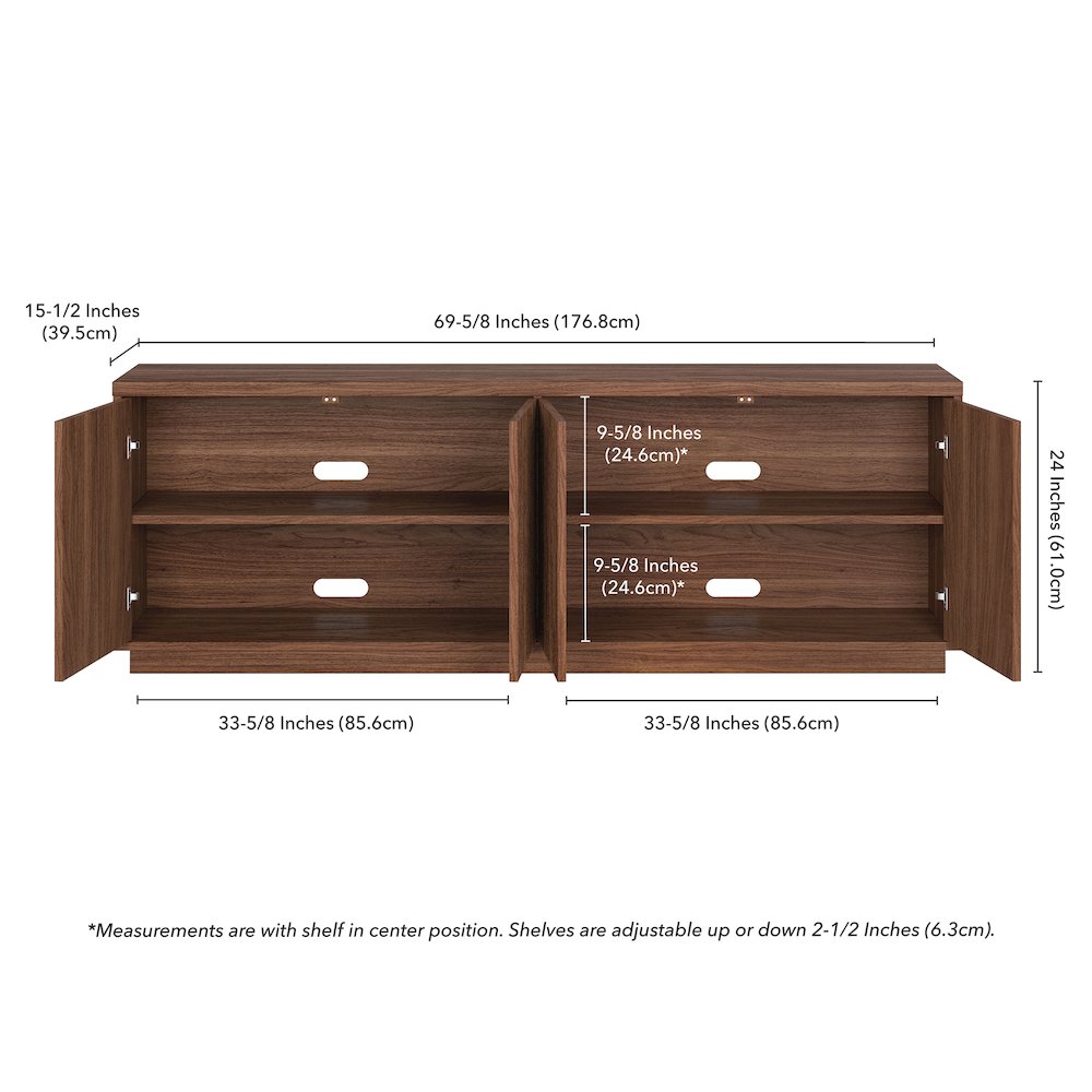 Hanson Rectangular TV Stand for TV's up to 75" in Satin Walnut. Picture 5