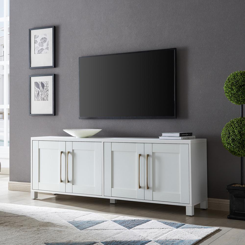 Chabot Rectangular TV Stand for TV's up to 80" in White. Picture 2