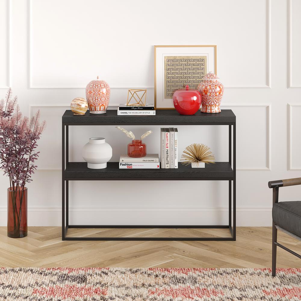 Edmund 42'' Wide Rectangular Console Table in Black Grain. Picture 4