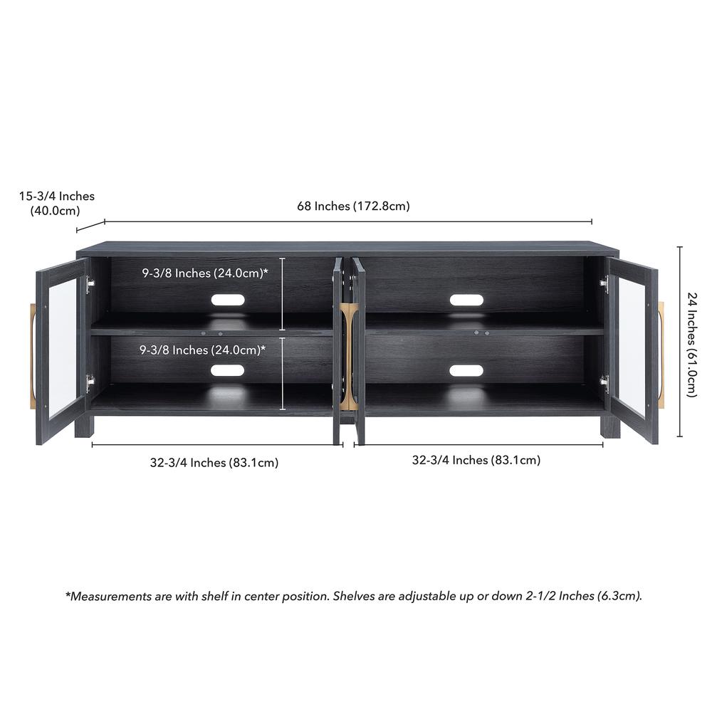 Quincy Rectangular TV Stand for TV's up to 80" in Charcoal Gray. Picture 5