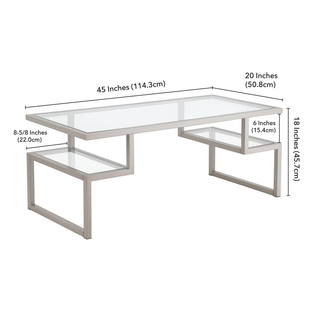 Zander 45'' Wide Rectangular Coffee Table in Nickel. Picture 5