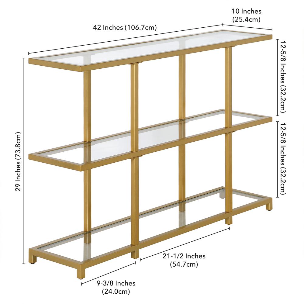 Greenwich 42'' Wide Rectangular Console Table in Brass. Picture 5