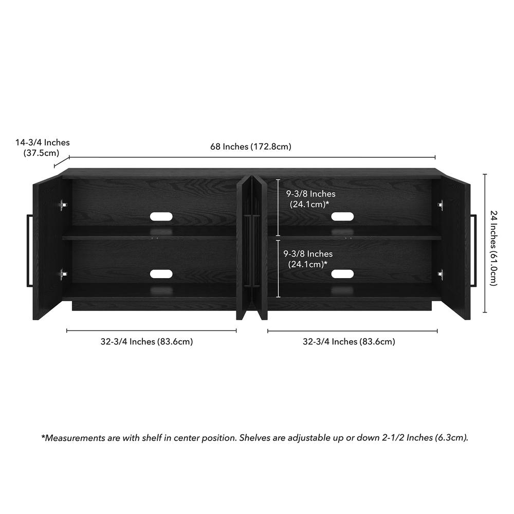 Merrimac Rectangular TV Stand for TV's up to 75" in Black Grain. Picture 5