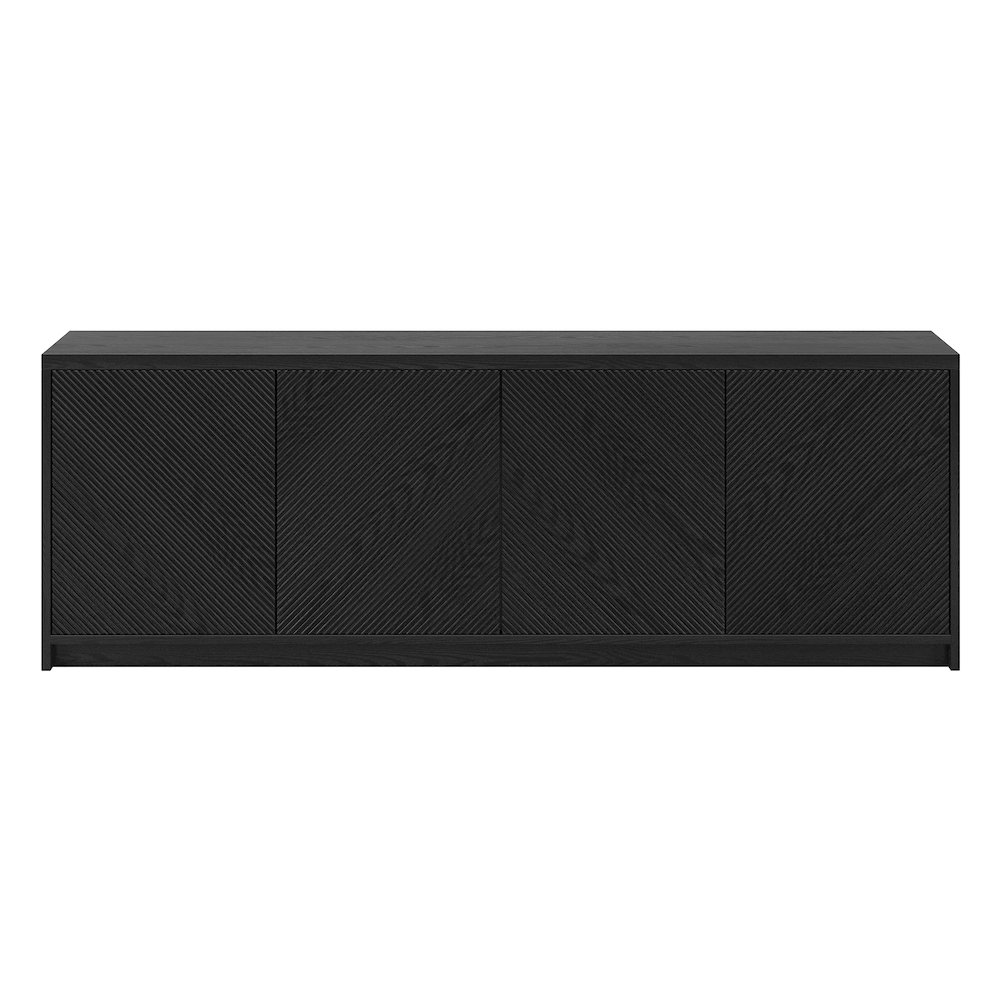 Renad Rectangular TV Stand for TV's up to 78" in Black Grain. Picture 2