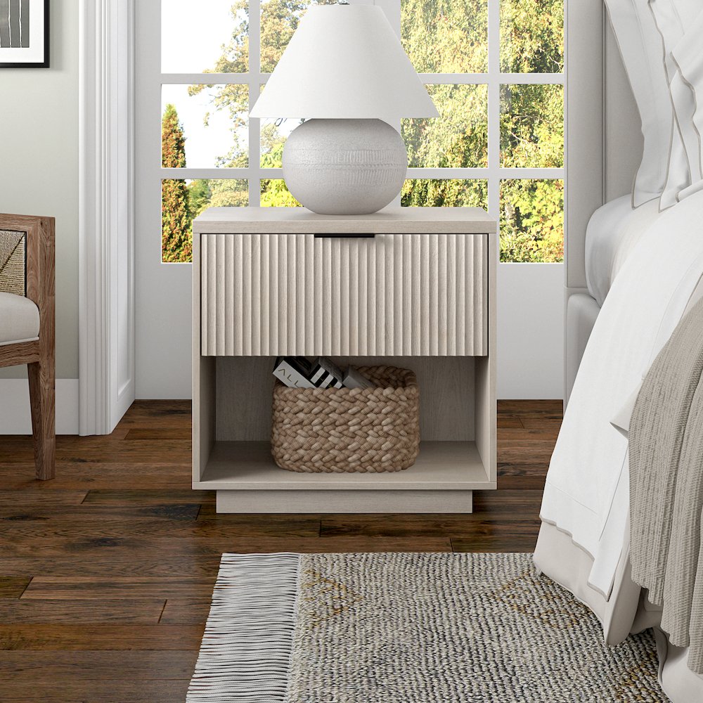 Karten 24" Wide Rectangular Nightstand in Alder White. Picture 4