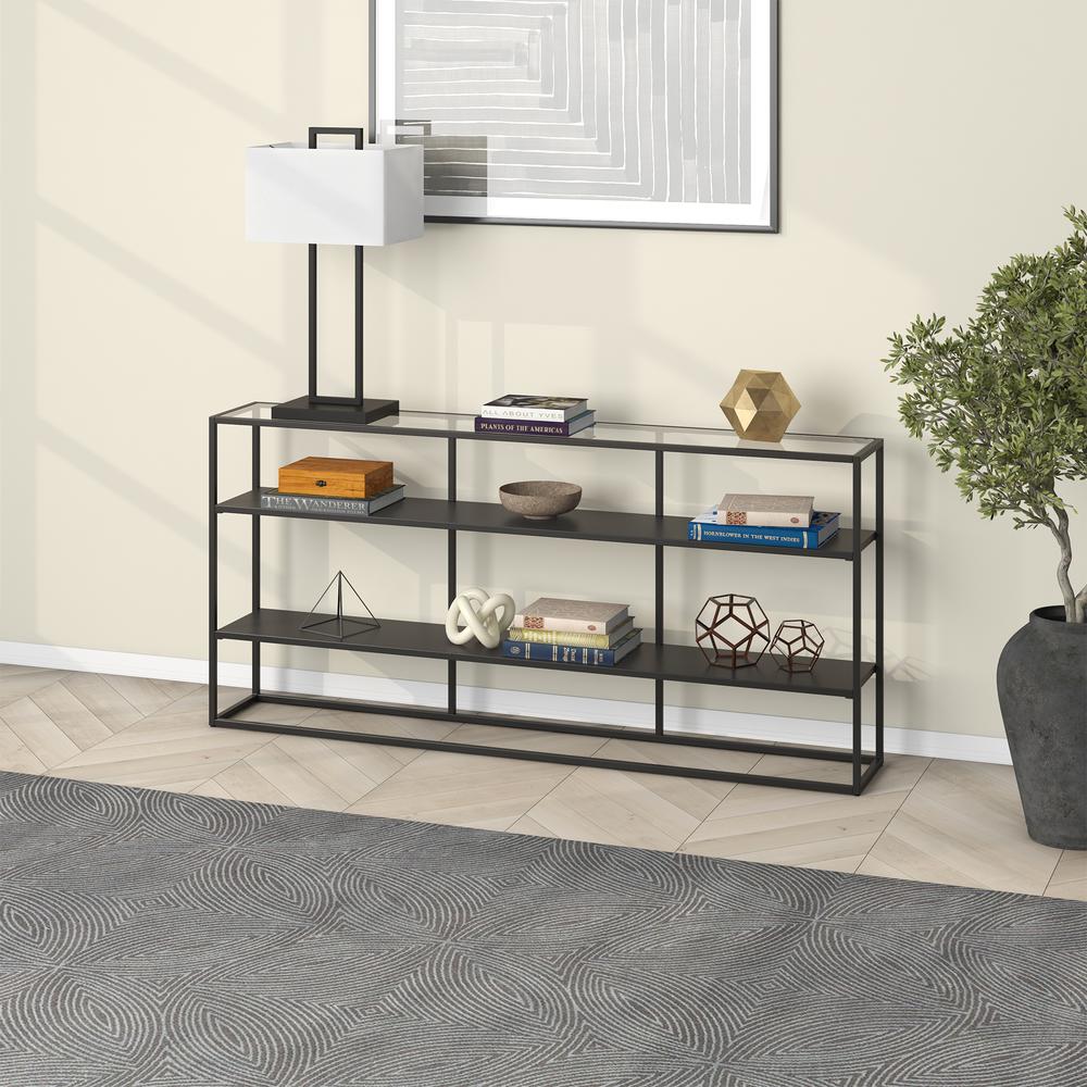 Fallon 64'' Wide Rectangular Console Table in Blackened Bronze. Picture 4