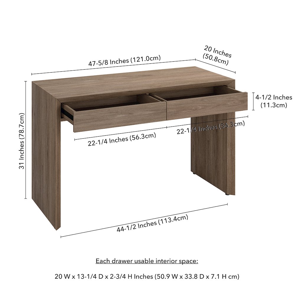 Pembroke 48'' Wide Rectangular Desk in Antiqued Gray Oak. Picture 5