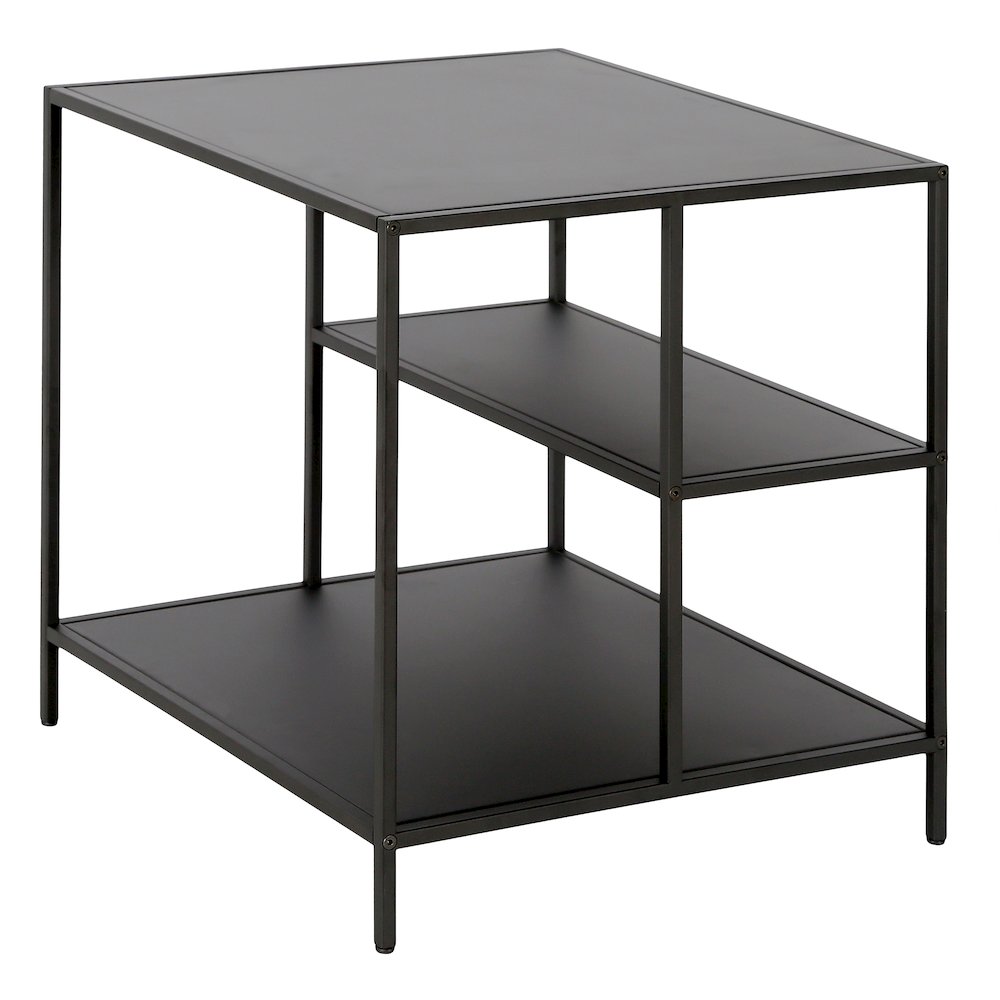 20" Modern Square End/Side Table, Nightstand with Staggered Open Display Shelves. Picture 4