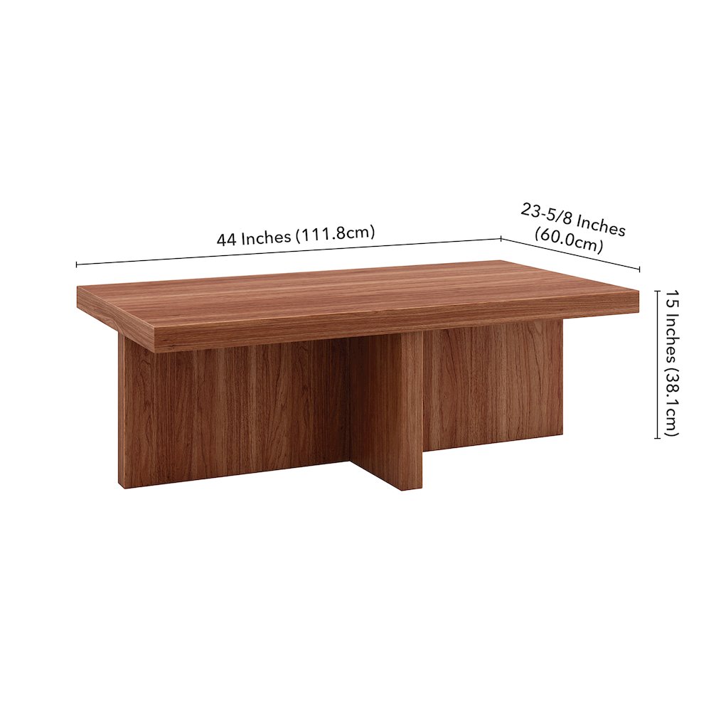 Elna 44" Wide Rectangular Coffee Table in Satin Walnut. Picture 5