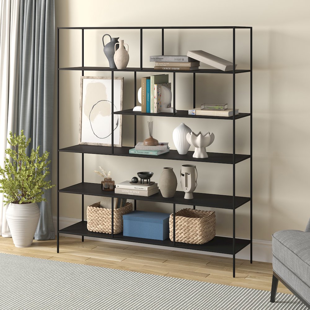 Whitmore 72" Tall Rectangular Bookcase in Blackened Bronze. Picture 3