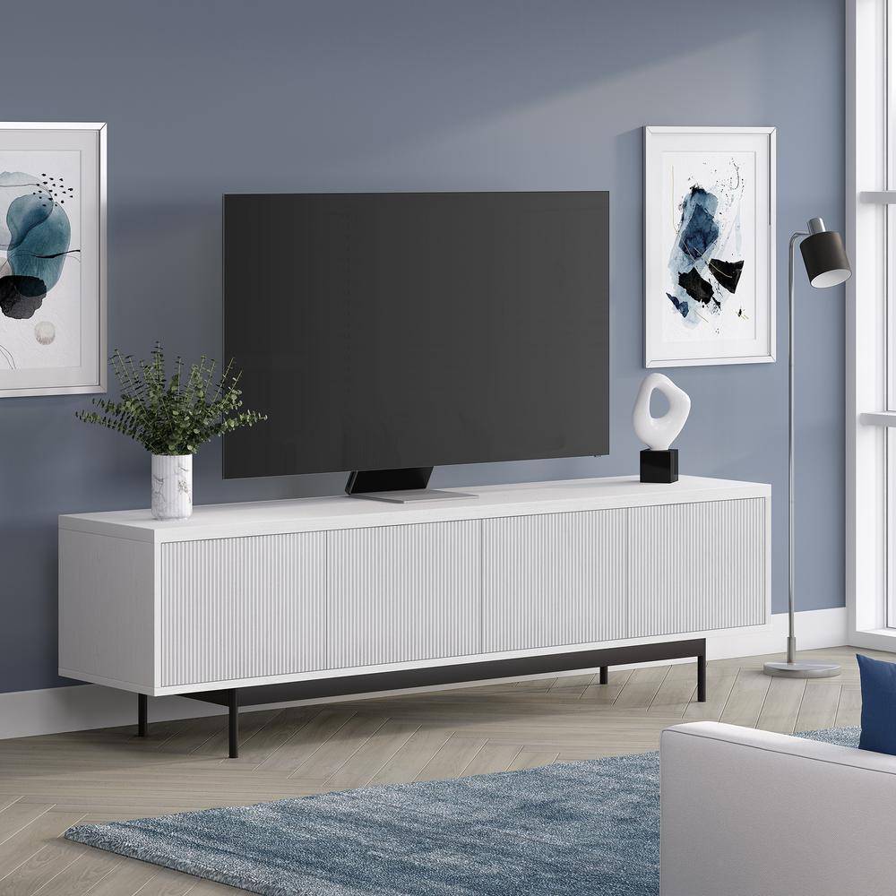 Whitman Rectangular TV Stand for TV's up to 75" in White. Picture 4