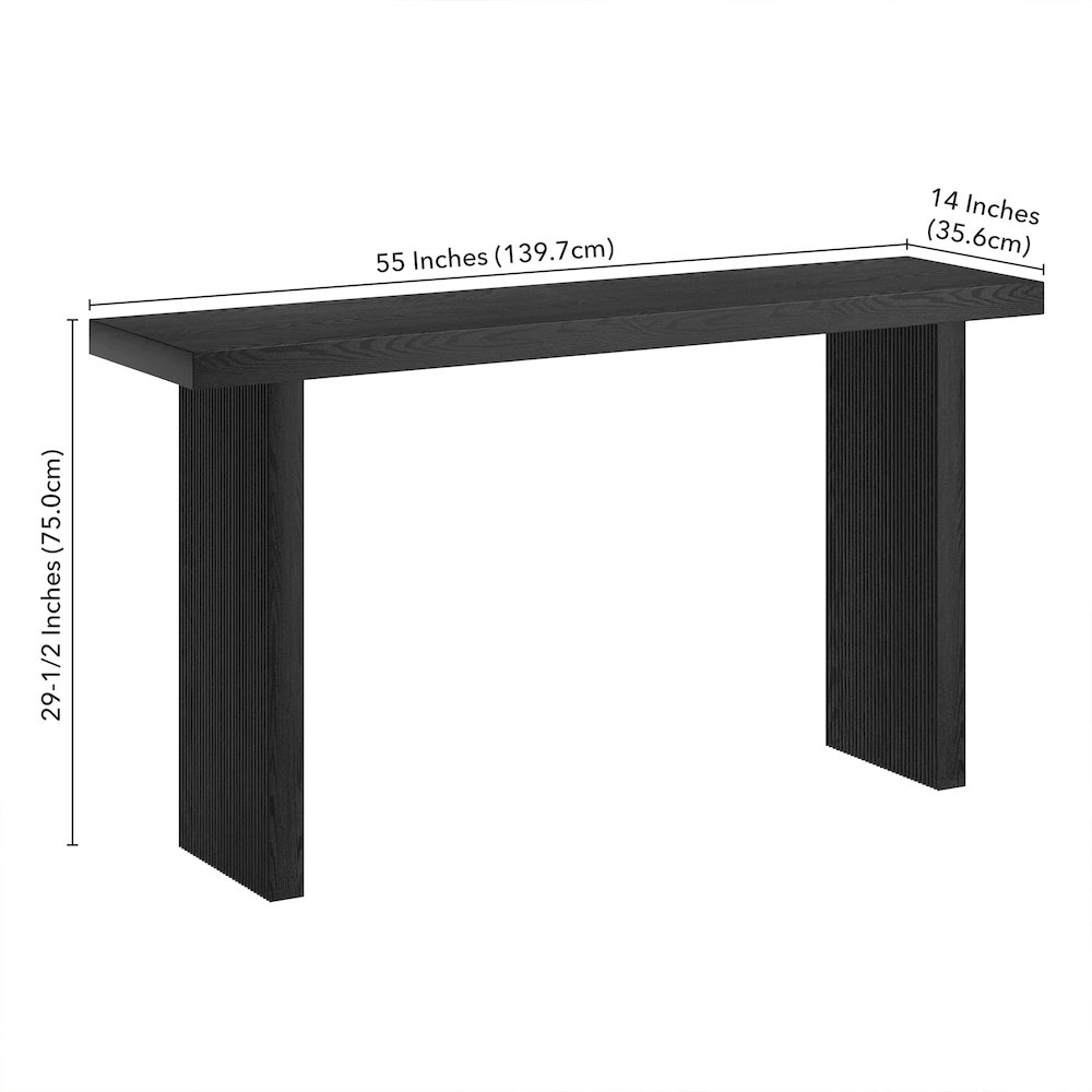 Soren 55" Wide Rectangular Console Table in Black Grain. Picture 5