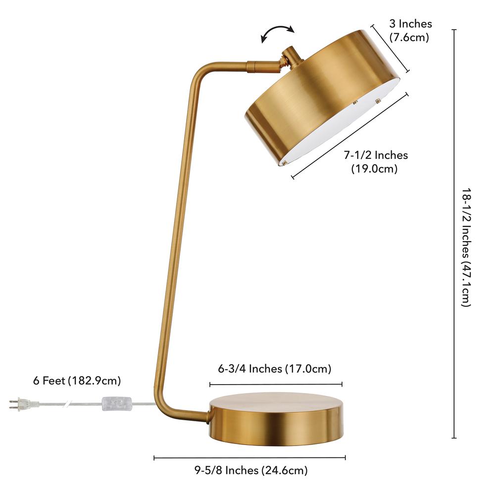 Bradburn 18.5" Tall Integrated LED Table Lamp with Metal Shade in Brass/Brass. Picture 4