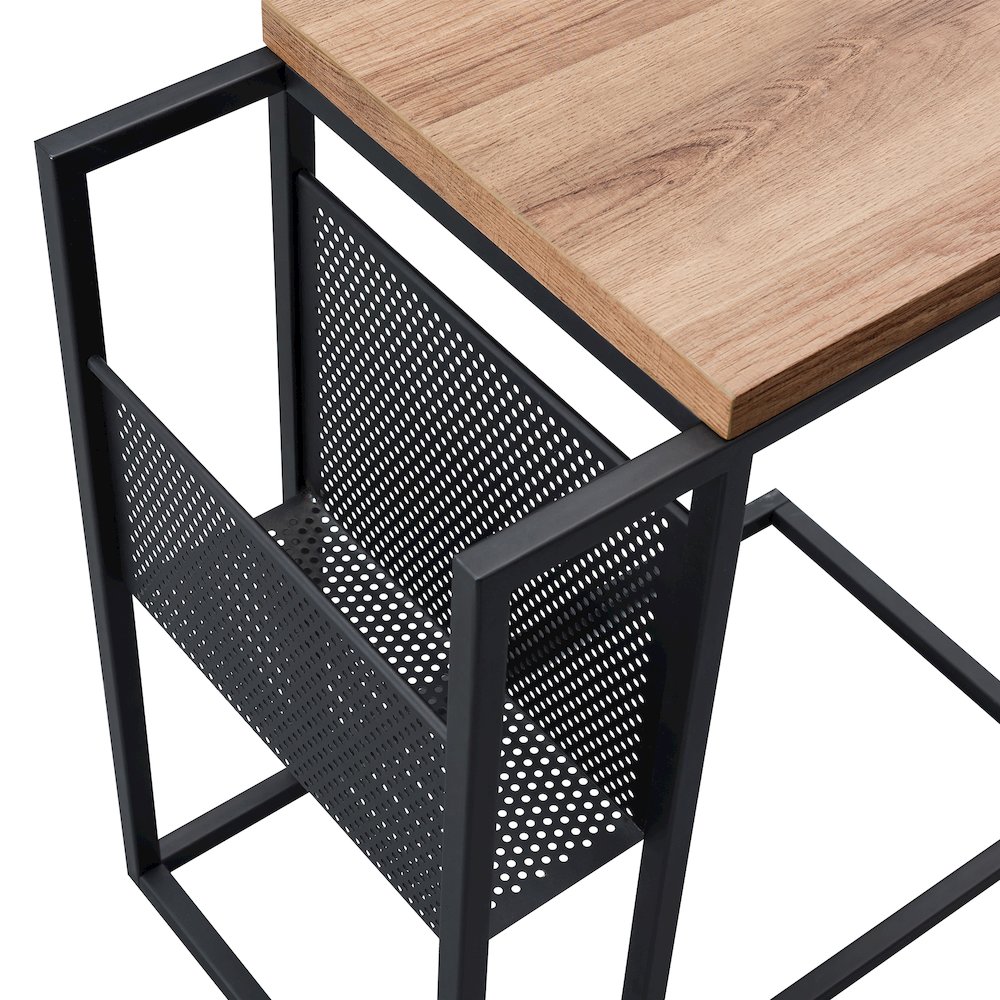 20'' Rectangular C-Shaped End Table, Nightstand with Side Storage, Black. Picture 6