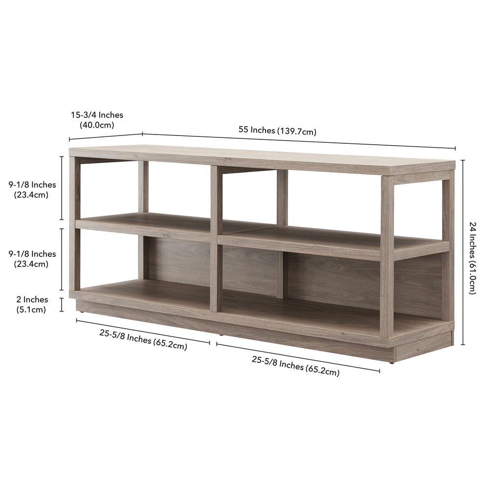 Thalia Rectangular TV Stand for TV's up to 60" in Antiqued Gray Oak. Picture 5